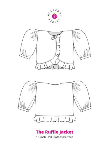 123 Mulberry Street 18 Inch Modern Ruffle Jacket 18" Doll Clothes Pattern Pixie Faire