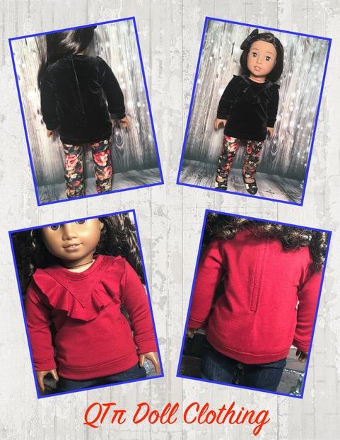 QTπ Doll Clothing 18 Inch Modern Ruffle "V" Top 18" Doll Clothes Pattern Pixie Faire