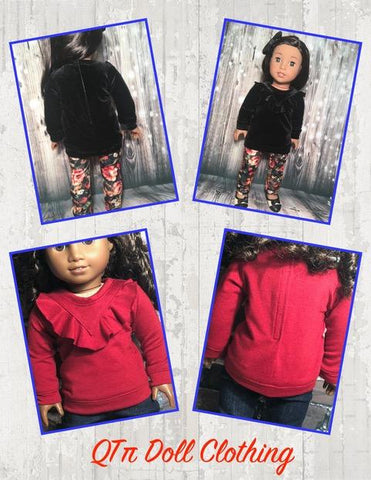 QTπ Doll Clothing 18 Inch Modern Ruffle "V" Top 18" Doll Clothes Pattern Pixie Faire