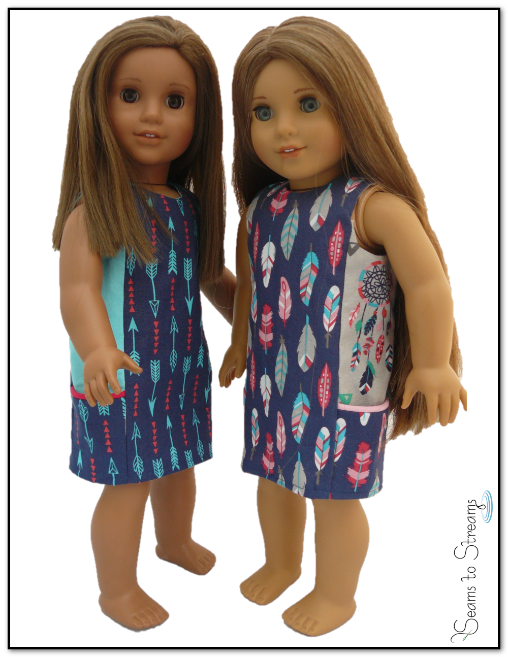 Seams to Streams 18 Inch Modern A Stitch In My Side Pocket Dress 18" Doll Clothes Pattern Pixie Faire