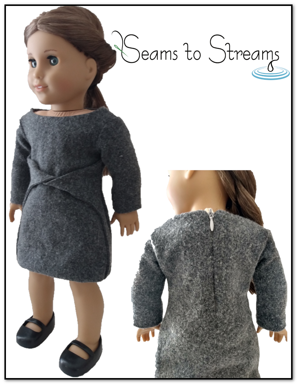 Seams to Streams 18 Inch Modern Twist on a Theme Dress 18" Doll Clothes Pattern Pixie Faire