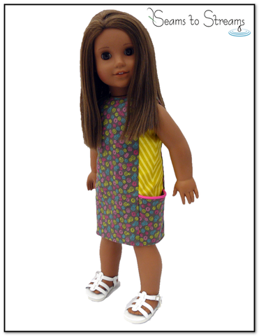 Seams to Streams 18 Inch Modern A Stitch In My Side Pocket Dress 18" Doll Clothes Pattern Pixie Faire