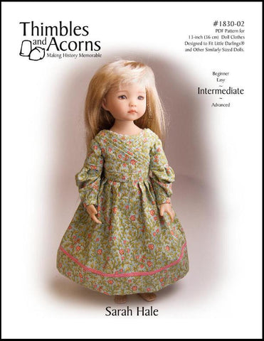 Thimbles and Acorns Little Darling 1830's Sarah Hale Dress Pattern for Little Darling Dolls Pixie Faire