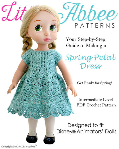 Little Abbee Disney Animator Spring Petal Dress Crochet Pattern for Disney Animators' Dolls Pixie Faire