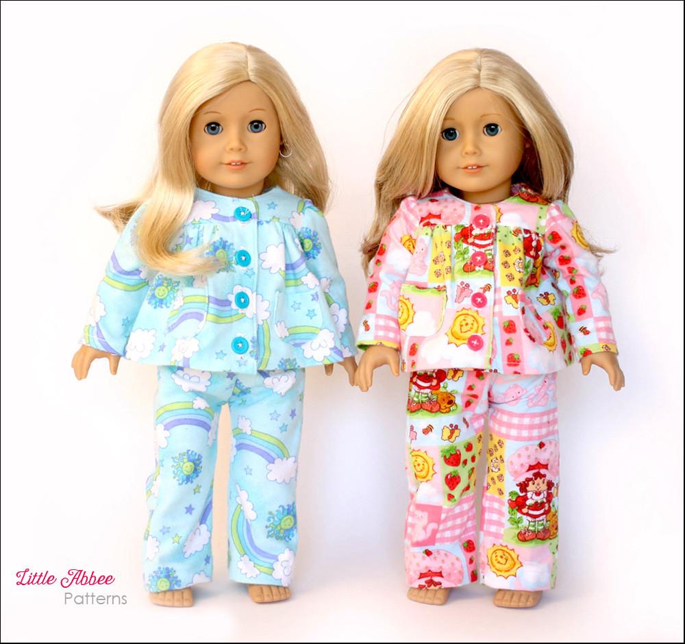 Little Abbee Slumber Party Pajamas Doll Clothes Pattern 18 inch