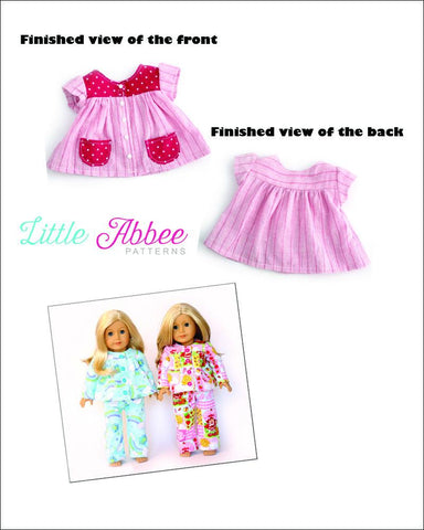 Little Abbee 18 Inch Modern Slumber Party Pajamas 18" Doll Clothes Pattern Pixie Faire