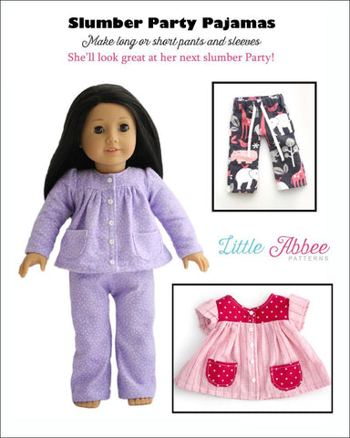 Little Abbee 18 Inch Modern Slumber Party Pajamas 18" Doll Clothes Pattern Pixie Faire