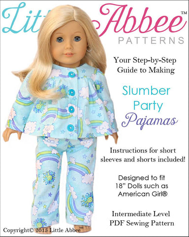 Little Abbee 18 Inch Modern Slumber Party Pajamas 18" Doll Clothes Pattern Pixie Faire