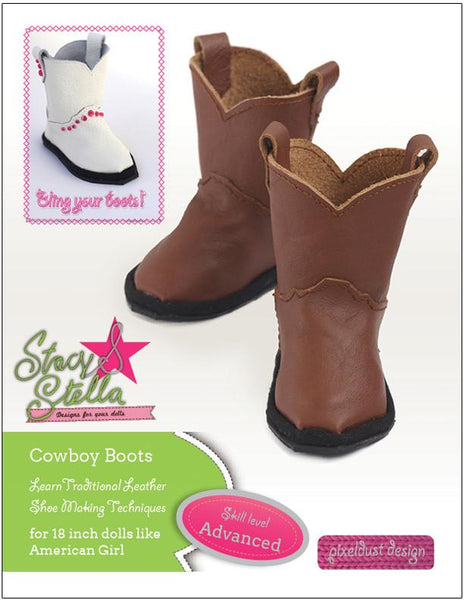 Leather Cowboy Boots 18 inch Dolls Pattern PDF Download