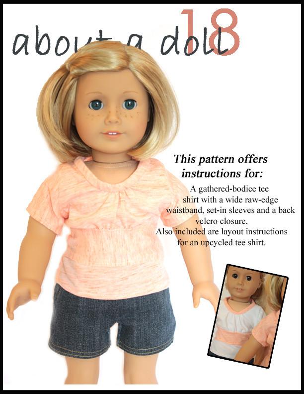 About A Doll 18 18 Inch Modern Sweet Tee 18" Doll Clothes Pattern Pixie Faire