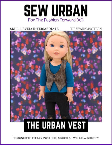 Sew Urban WellieWishers Urban Vest 14.5" Doll Clothes Pattern Pixie Faire