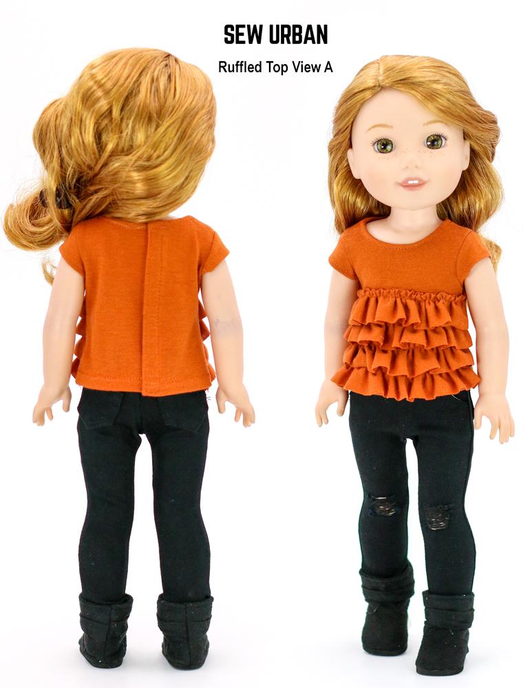 Sew Urban WellieWishers Ruffled Top 14.5" Doll Clothes Pattern Pixie Faire