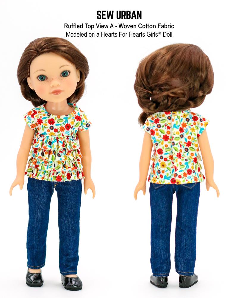 Sew Urban WellieWishers Ruffled Top 14.5" Doll Clothes Pattern Pixie Faire