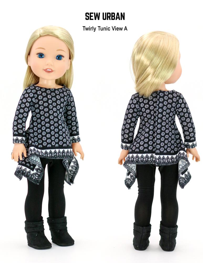 Sew Urban WellieWishers Twirly Tunic 14.5" Doll Clothes Pattern Pixie Faire