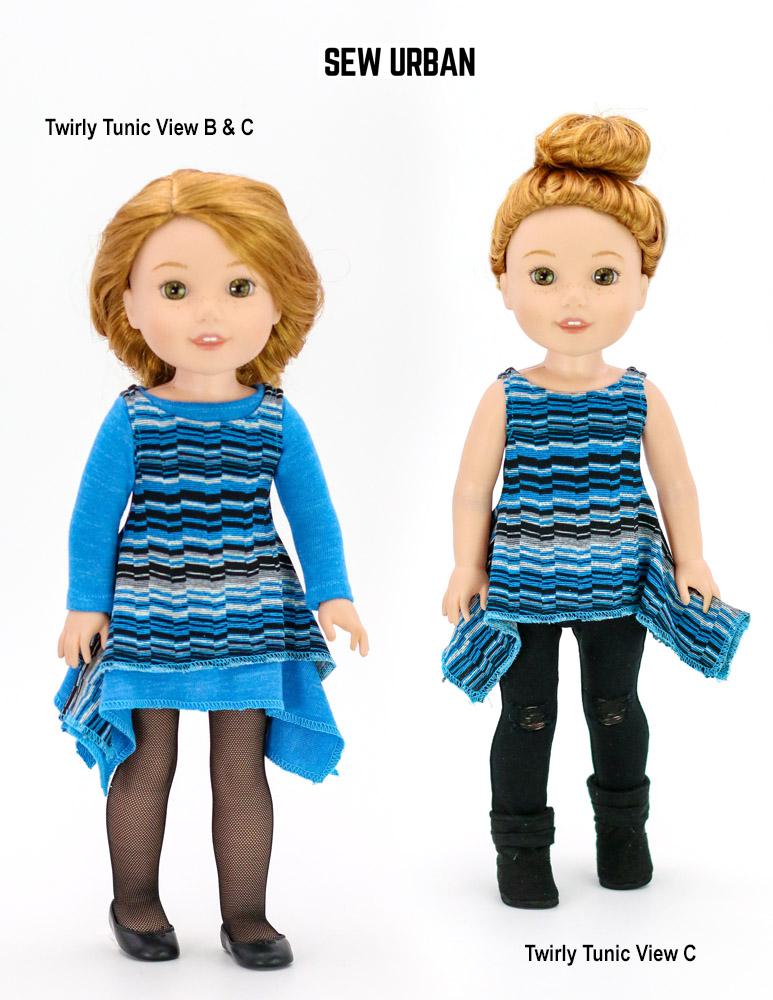 Sew Urban WellieWishers Twirly Tunic 14.5" Doll Clothes Pattern Pixie Faire