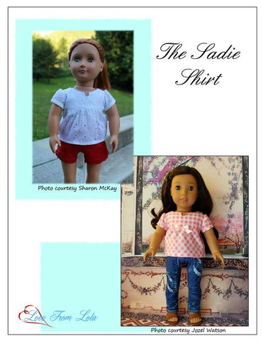 Love From Lola 18 Inch Modern The Sadie Shirt 18" Doll Clothes Pattern Pixie Faire