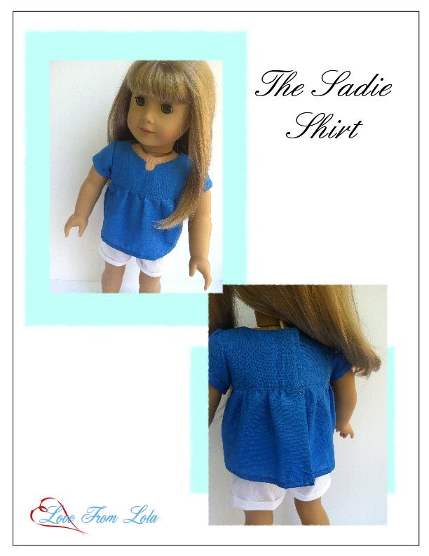 Love From Lola 18 Inch Modern The Sadie Shirt 18" Doll Clothes Pattern Pixie Faire