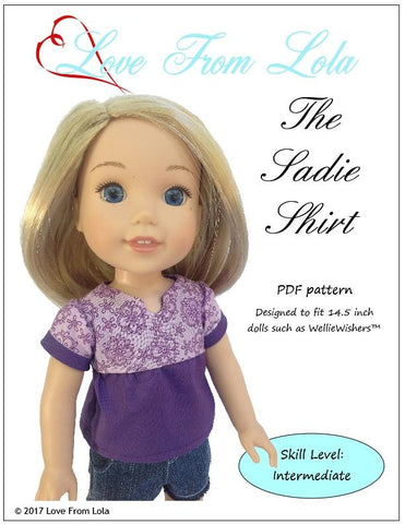 Love From Lola WellieWishers The Sadie Shirt 14.5" Doll Clothes Pattern Pixie Faire