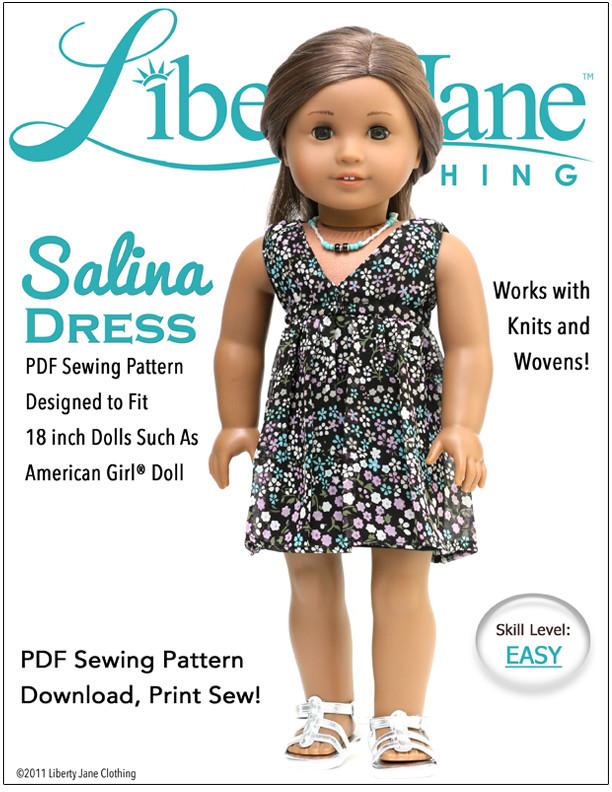 Liberty Jane 18 Inch Modern Salina Dress 18" Doll Clothes Pattern Pixie Faire