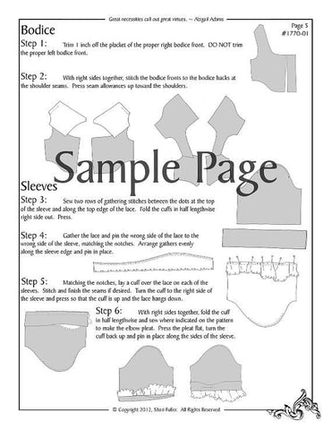 Thimbles and Acorns 18 Inch Historical 1850's Day Dress 18" Doll Clothes Pattern Pixie Faire