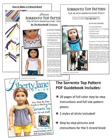 Liberty Jane 18 Inch Modern Sorrento Top 18" Doll Clothes Pattern Pixie Faire