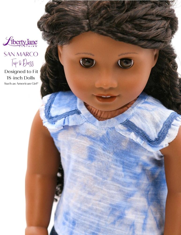 Liberty Jane 18 Inch Modern San Marco Top and Dress 18" Doll Clothes Pattern Pixie Faire