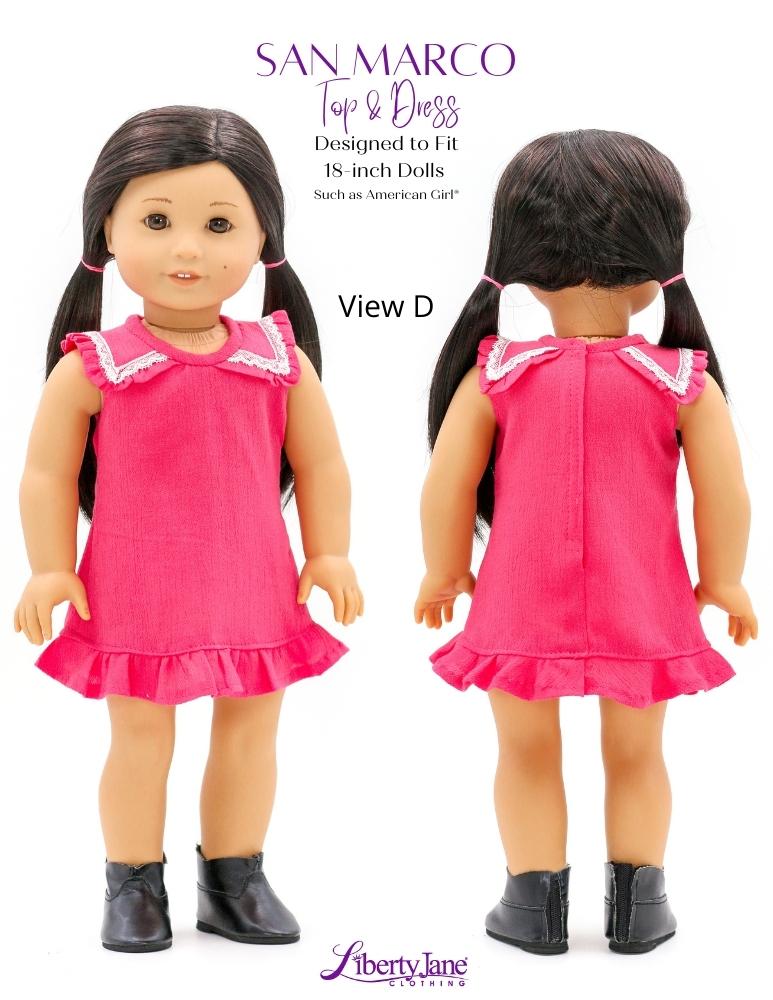 Liberty Jane 18 Inch Modern San Marco Top and Dress 18" Doll Clothes Pattern Pixie Faire