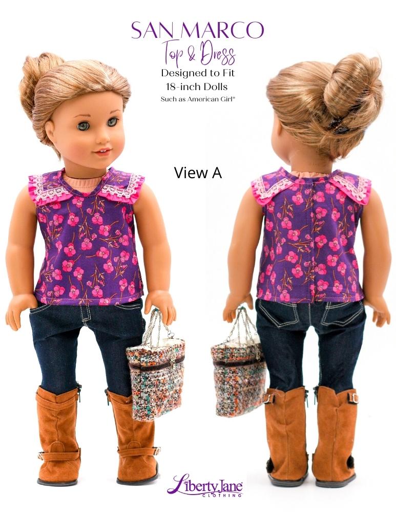 Liberty Jane 18 Inch Modern San Marco Top and Dress 18" Doll Clothes Pattern Pixie Faire