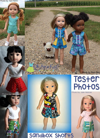 Oh Sew Kat WellieWishers Sandbox Shorts 14.5" Doll Clothes Pattern Pixie Faire