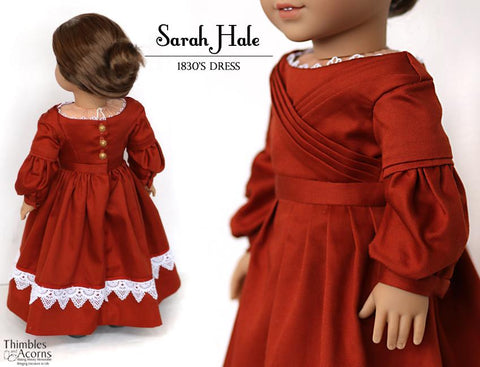 Thimbles and Acorns 18 Inch Historical 1830's Sarah Hale Dress 18" Doll Clothes Pattern Pixie Faire