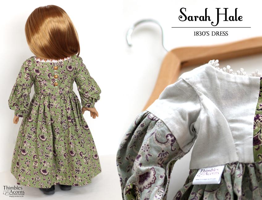 Thimbles and Acorns 18 Inch Historical 1830's Sarah Hale Dress 18" Doll Clothes Pattern Pixie Faire