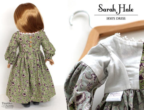 Thimbles and Acorns 18 Inch Historical 1830's Sarah Hale Dress 18" Doll Clothes Pattern Pixie Faire