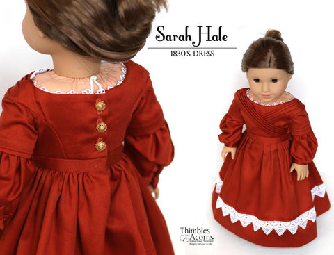 Thimbles and Acorns 18 Inch Historical 1830's Sarah Hale Dress 18" Doll Clothes Pattern Pixie Faire