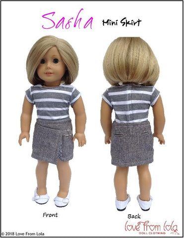 Love From Lola 18 Inch Modern Sasha Mini Skirt 18" Doll Clothes Pattern Pixie Faire