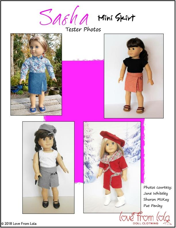 Love From Lola 18 Inch Modern Sasha Mini Skirt 18" Doll Clothes Pattern Pixie Faire