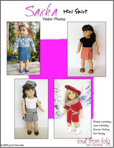 Love From Lola 18 Inch Modern Sasha Mini Skirt 18" Doll Clothes Pattern Pixie Faire