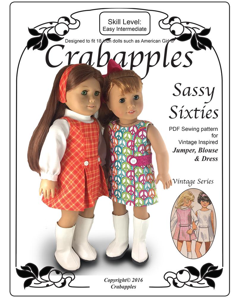 Crabapples 18 Inch Historical Sassy Sixties 18" Doll Clothes Pattern Pixie Faire