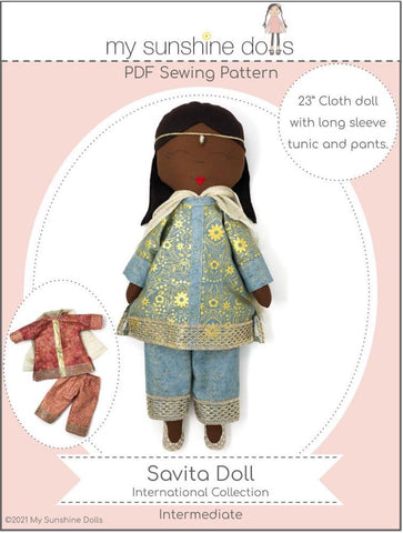 My Sunshine Dolls Cloth doll Savita Doll 23" Cloth Doll Pattern Pixie Faire