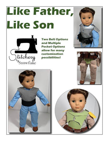 Stitchery By Snowflake 18 Inch Boy Doll Like Father, Like Son 18" Doll Clothes Pattern Pixie Faire