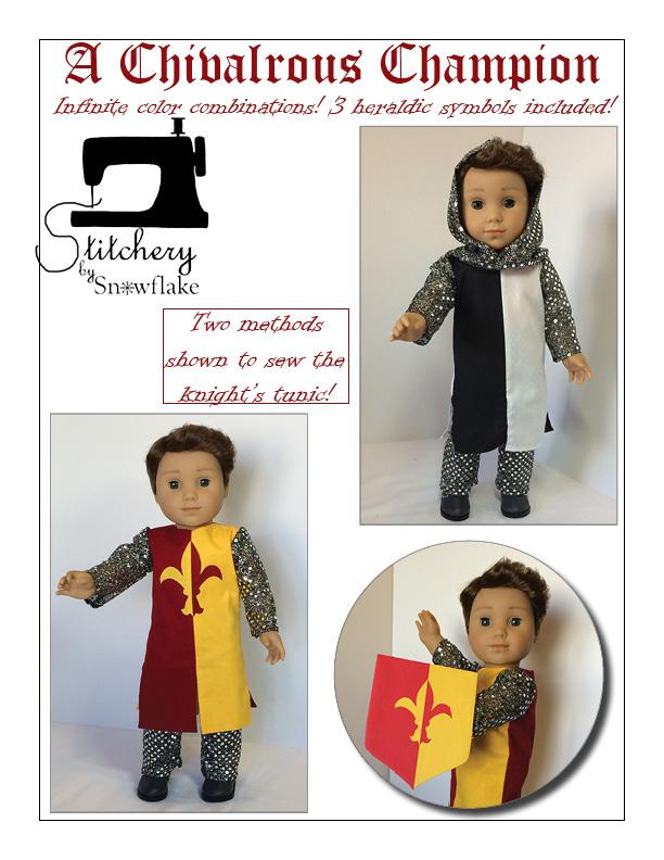 Stitchery By Snowflake 18 Inch Historical A Chivalrous Champion 18" Doll Clothes Pattern Pixie Faire
