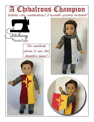 Stitchery By Snowflake 18 Inch Historical A Chivalrous Champion 18" Doll Clothes Pattern Pixie Faire