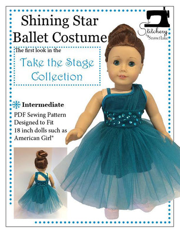 Stitchery By Snowflake 18 Inch Modern Shining Star Ballet Costume 18" Doll Clothes Pattern Pixie Faire