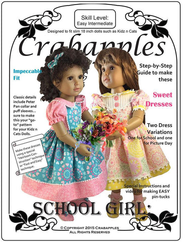 Crabapples Kidz n Cats School Girl Dresses Pattern for Kidz N Cats Dolls Pixie Faire