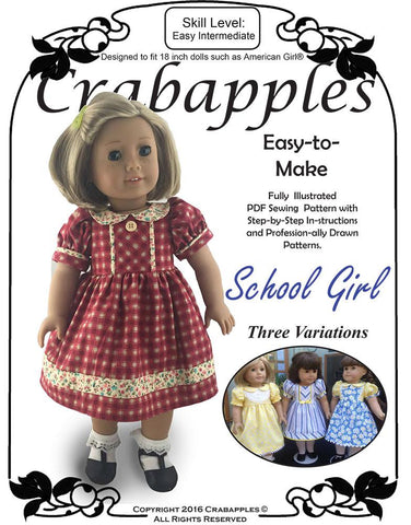 Crabapples 18 Inch Historical School Girl 18" Doll Clothes Pattern Pixie Faire