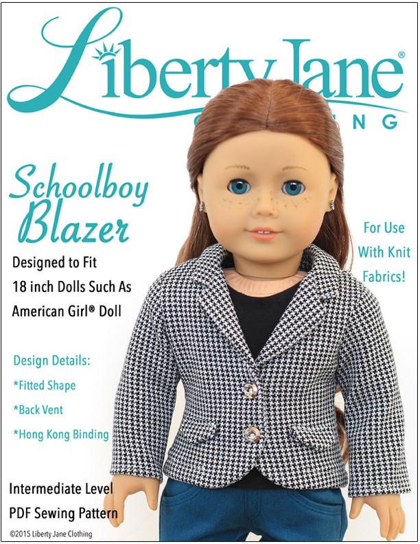 Liberty Jane 18 Inch Modern Schoolboy Blazer 18" Doll Clothes Pattern Pixie Faire