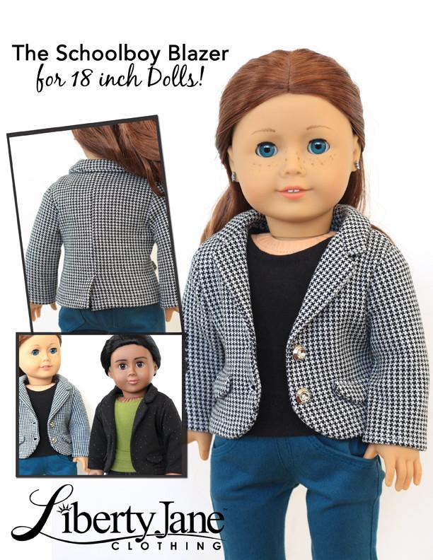 Liberty Jane 18 Inch Modern Schoolboy Blazer 18" Doll Clothes Pattern Pixie Faire