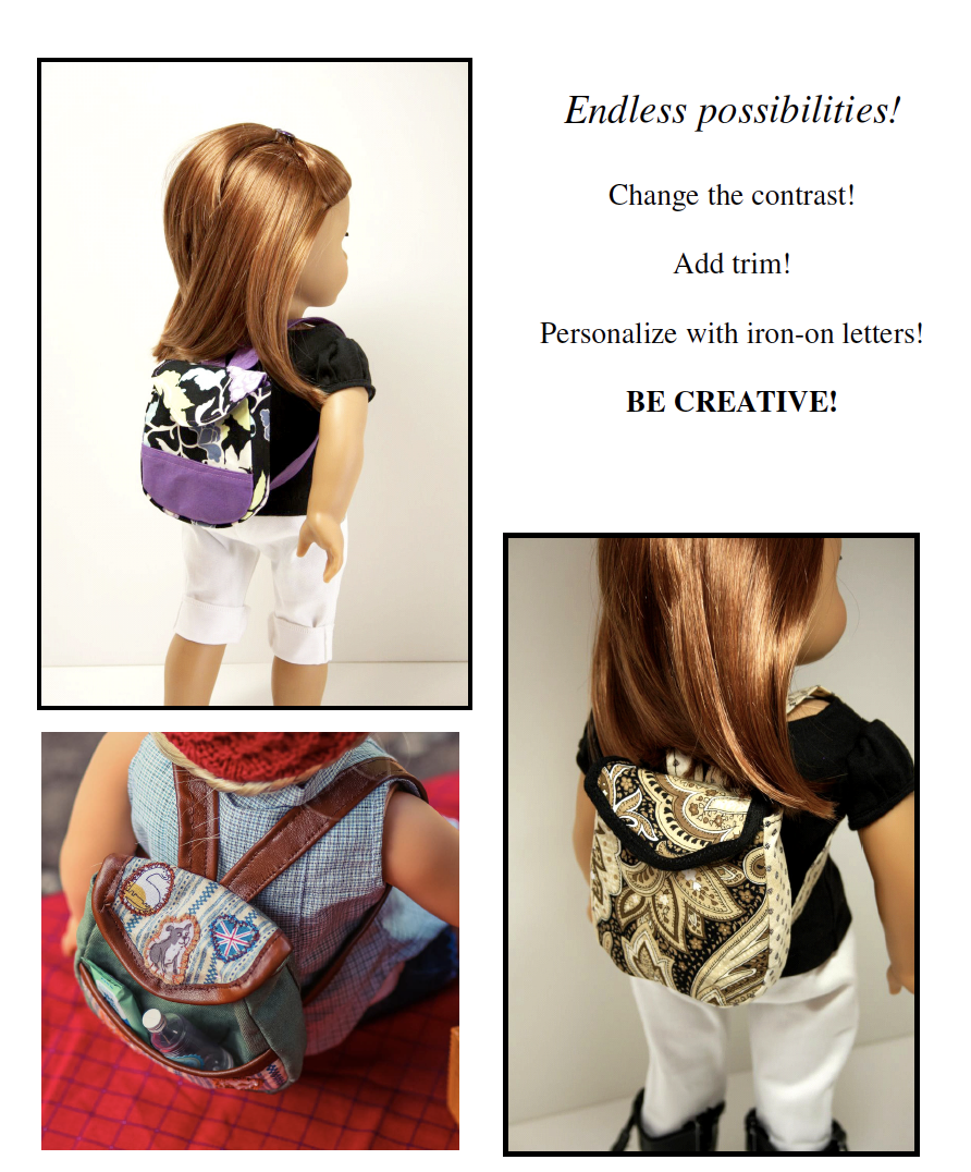 Sew Urban 18 Inch Modern Urban Backpack 18" Doll Accessory Pattern Pixie Faire