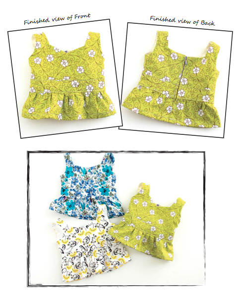 Liberty Jane 18 Inch Modern Peplum Top 18" Doll Clothes Pattern Pixie Faire