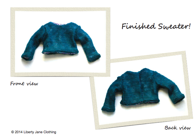 Liberty Jane 18 Inch Modern Cropped Sweater 18" Doll Clothes Pattern Pixie Faire