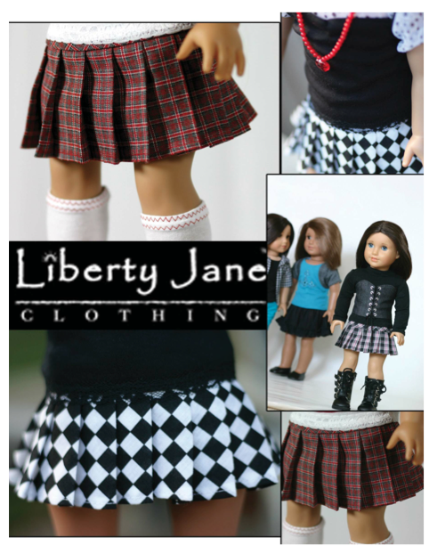 Liberty Jane 18 Inch Modern Pleated Skirt 18" Doll Clothes Pattern Pixie Faire